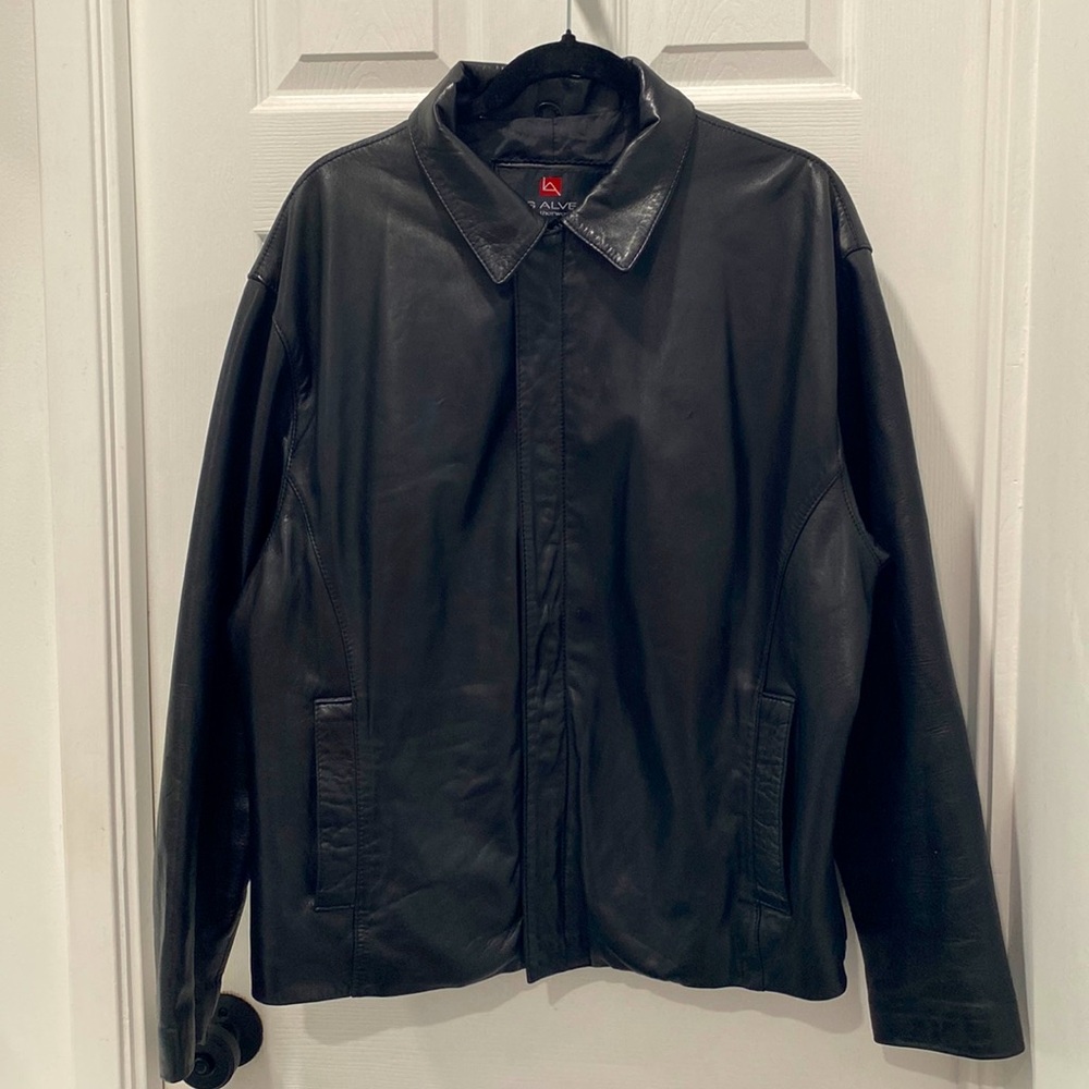 Luis Alvear Collared Zip Up Leather Jacket